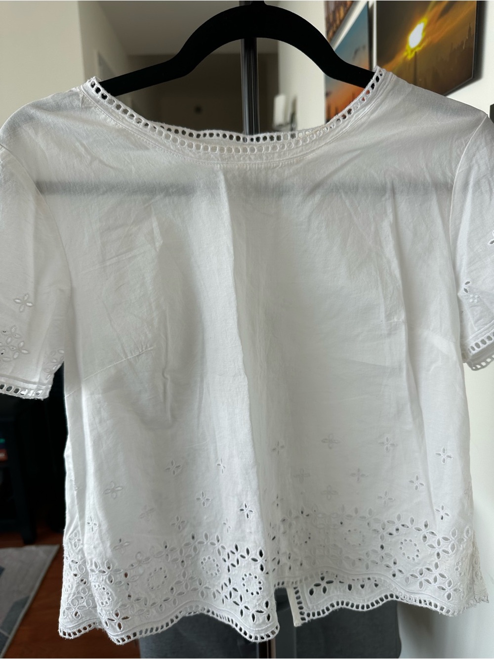 Club Monaco White Eyelet Short Sleeve Top